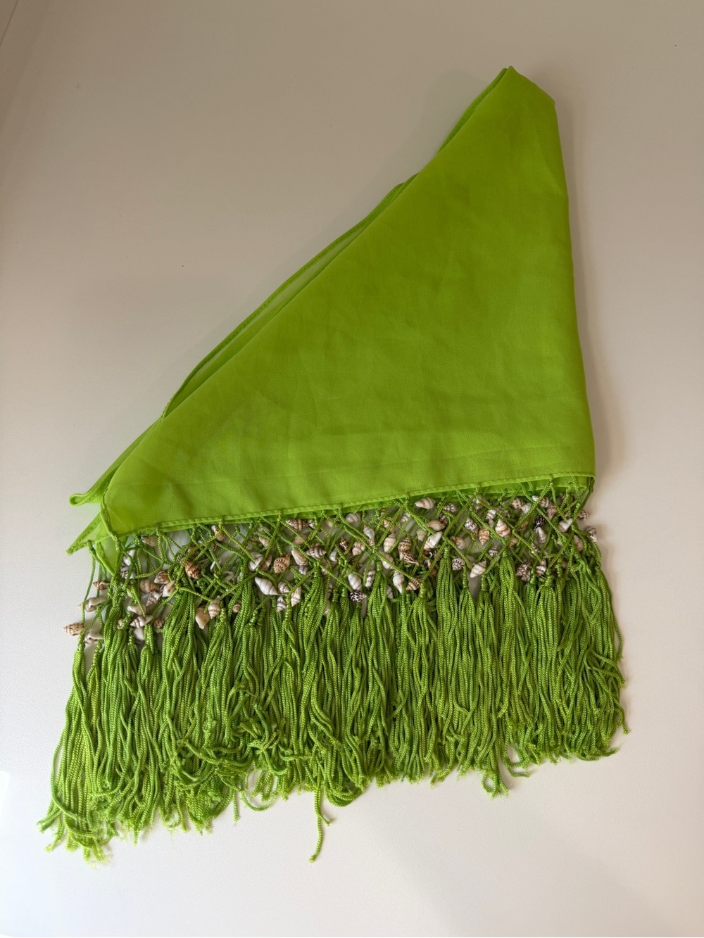 Lime Green Fringe Triangle Sarong - Picture 3 of 6